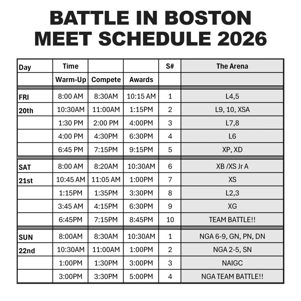 Battle in Boston
Meet Schedule 2026